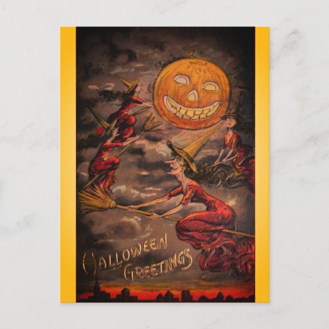Cartão Postal Vintage Halloween Rare Funny Illustration (Frente)