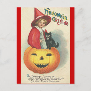 Cartão Postal Vintage Halloween Saudação