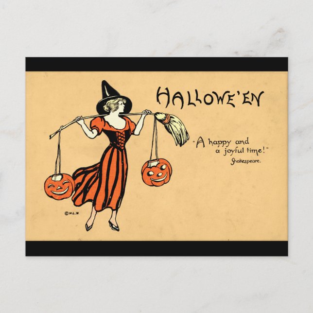 Cartão Postal Vintage Halloween Saudação (Frente)
