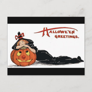 Cartão Postal Vintage Halloween Saudações