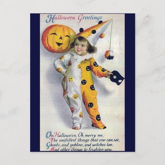 Cartão Postal Vintage Halloween Saudações (Frente)