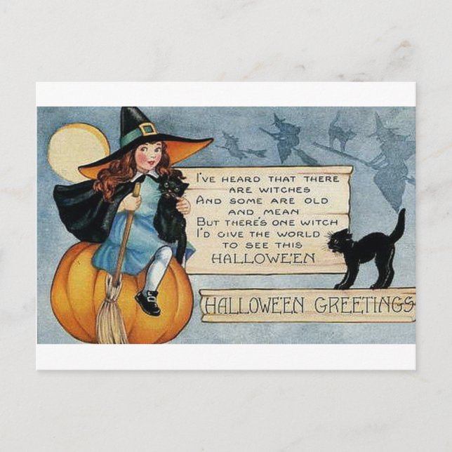 Cartão Postal Vintage Halloween Saudações (Frente)