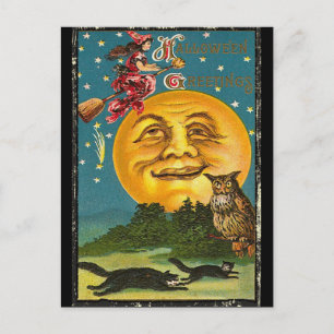 Cartão Postal Vintage Halloween Saudações