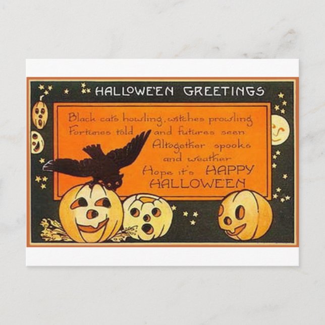 Cartão Postal Vintage Halloween Saudações (Frente)