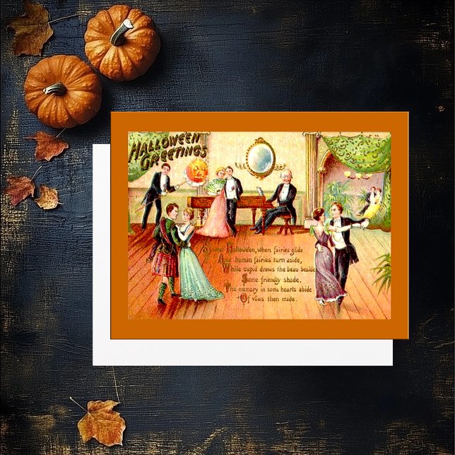 Cartão Postal Vintage Halloween Saudações Dançando (Vintage Halloween Greetings Dancing Postcard)