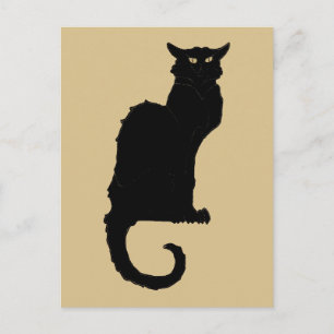 Cartão Postal Vintage Halloween, Spooky Art Nouveau Black Cat