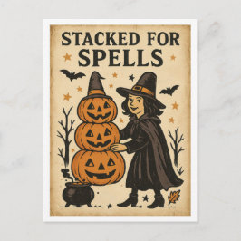 Cartão Postal Vintage Halloween Stacked for Spells