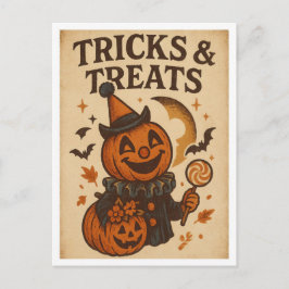 Cartão Postal Vintage Halloween Tricks and Treats