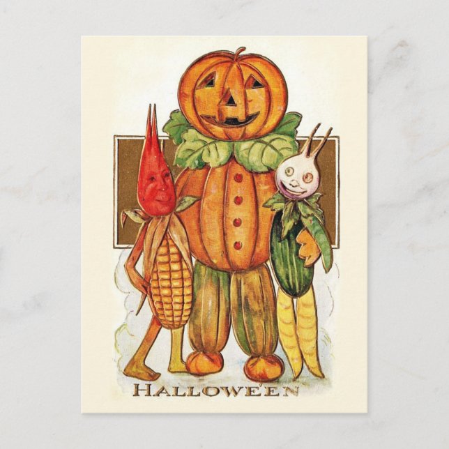Cartão Postal Vintage Halloween Vegetais (Frente)