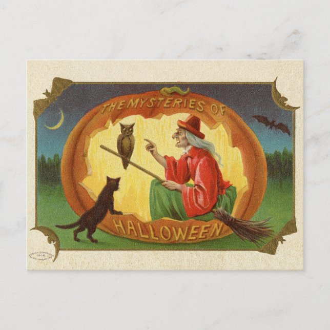 Cartão Postal Vintage Halloween Witard (Frente)