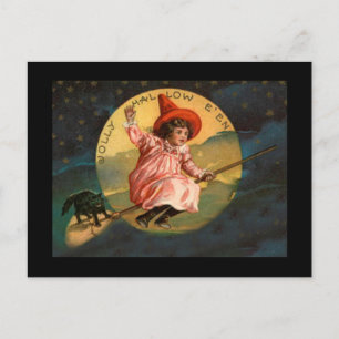 Cartão Postal Vintage Halloween Witch