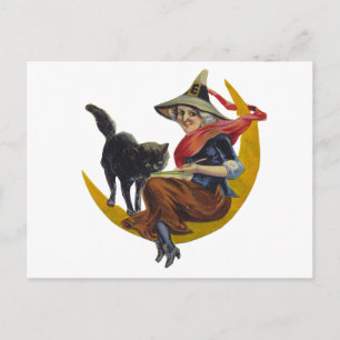 Cartão Postal Vintage Halloween Witch