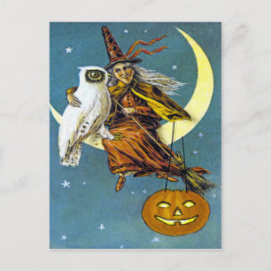 Cartão Postal Vintage Halloween Witch