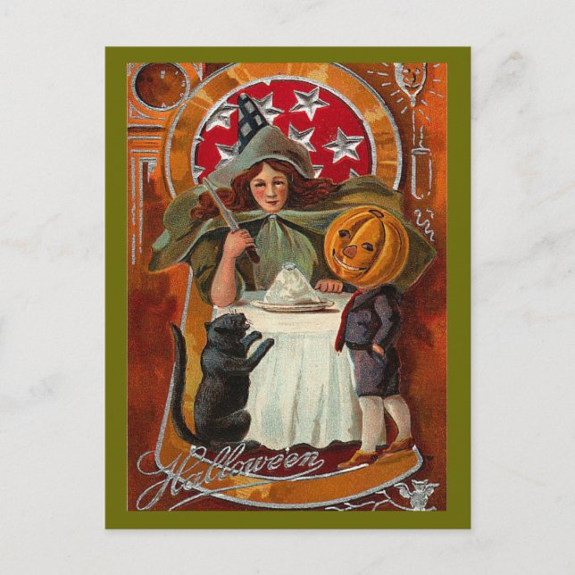Cartão Postal Vintage Halloween Witch (Frente)
