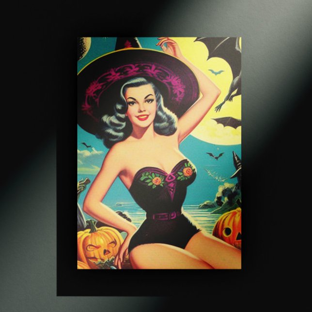 Cartão Postal Vintage Halloween Witeen Pin Up (Criador carregado)