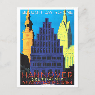 Cartão Postal Vintage Hannover, Alemanha, Poster de viagens
