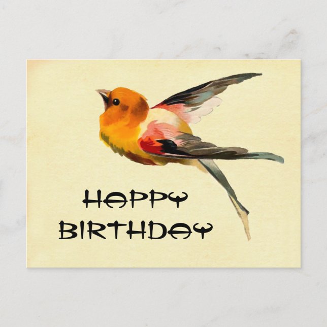 Cartão Postal Vintage Happy Birthday (Frente)