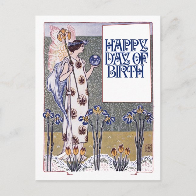 Cartão Postal Vintage Happy Birthday (Frente)