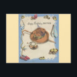 Cartão Postal Vintage Happy Birthday Brother Dapper<br><div class="desc">Vintage Feliz Aniversário para Irmão com Moda de Cavalheiros.</div>