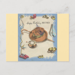 Cartão Postal Vintage Happy Birthday Brother Dapper