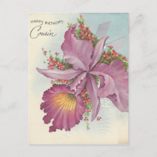 Cartão Postal Vintage Happy Birthday Cousin