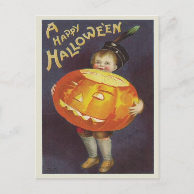 Cartão Postal Vintage Happy Halloween (Frente)