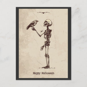 Cartão Postal Vintage Happy Halloween Cerradora Pássaro