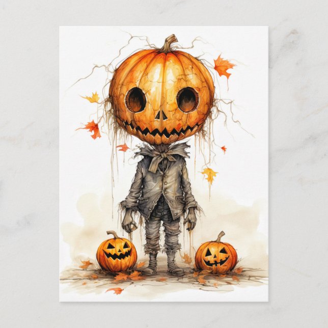 Cartão Postal Vintage Happy Halloween Fiend (Frente)