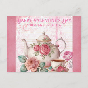 Cartão Postal Vintage Happy Valentines Day Cup