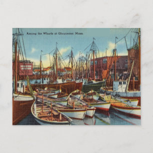 Cartão Postal Vintage Harbor Gloucester, Massachusetts
