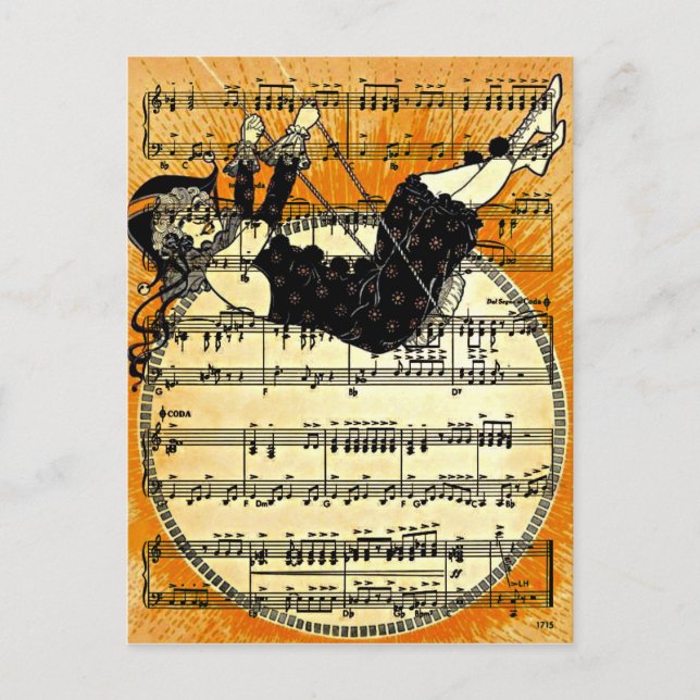 Cartão Postal Vintage Harlequin Girl (Frente)