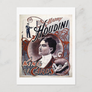 Cartão Postal Vintage Harry Houdini King of Cards Advertisement