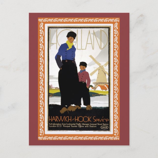 Cartão Postal Vintage Harwich Hoek Van Holland (Frente)