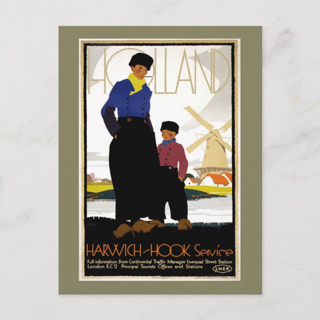 Cartão Postal Vintage Harwich - Hook Viagem (Frente)