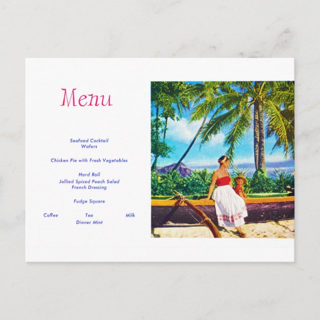 Cartão Postal Vintage Havaiian Vacation (Frente)