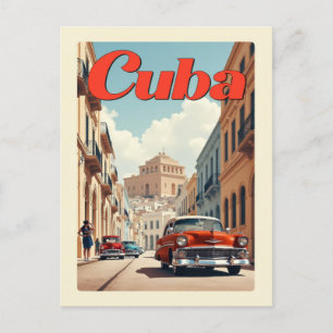 Cartão Postal Vintage Havana Cuba Classic Car Retro Viagem