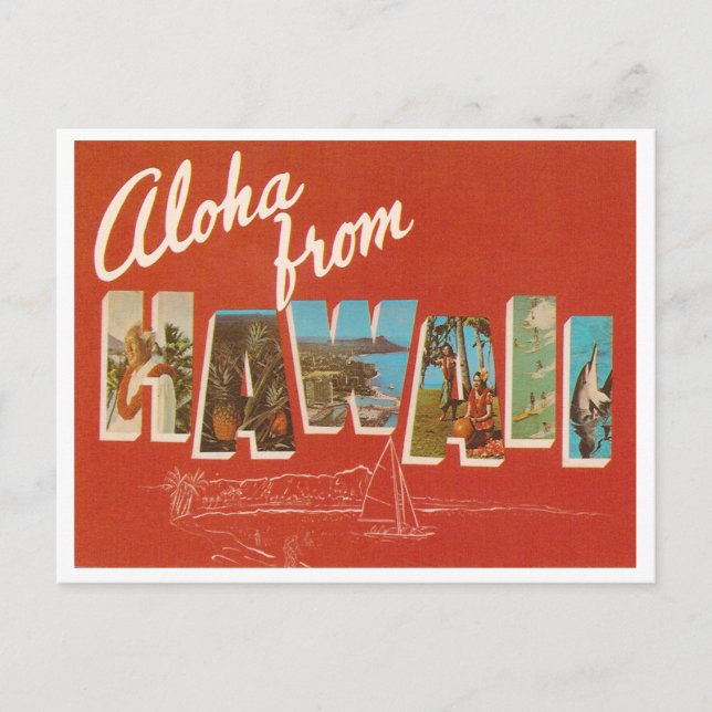 Cartão Postal Vintage Hawaii (Frente)