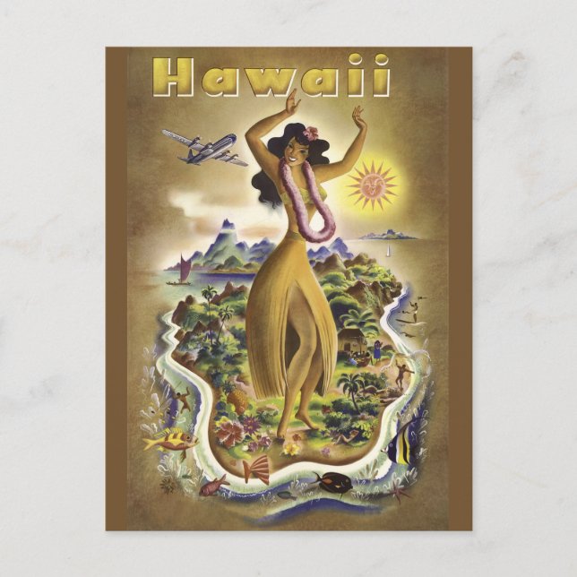 Cartão Postal Vintage Hawaii 2 (Frente)