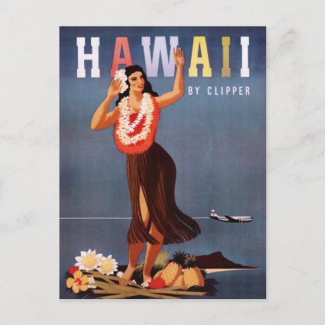 Cartão Postal Vintage Hawaii, EUA - (Frente)