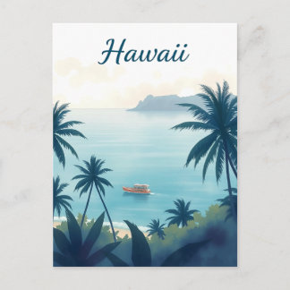 Cartão Postal Vintage Hawaii Travel Illustration