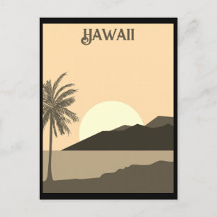 Cartão Postal Vintage Hawaii Tropical Beach Ocean Viagem