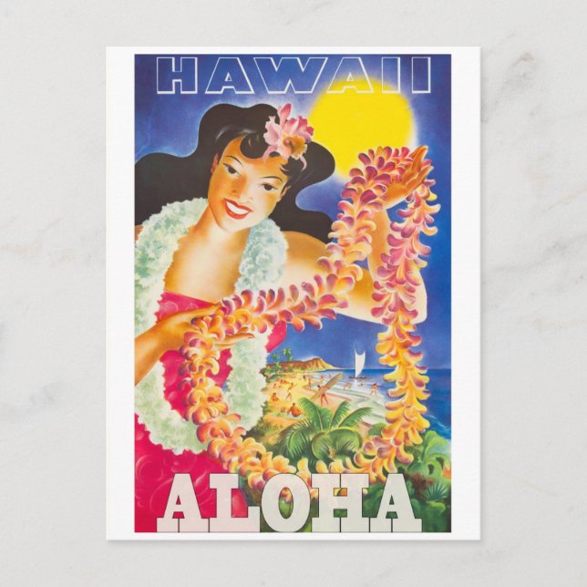 Cartão Postal Vintage Hawaii Viagem (Frente)