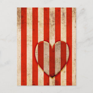 Cartão Postal Vintage Heart Stripes