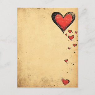 Cartão Postal Vintage Hearts Rosas Love Dia de os namorados