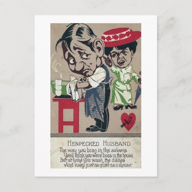 Cartão Postal Vintage Hen Pecked Husband (Frente)