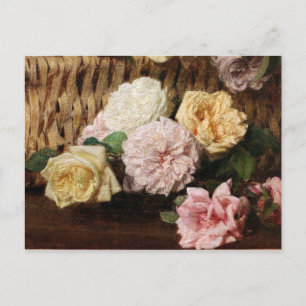 Cartão Postal Vintage Henri Latour Basket de Rosas