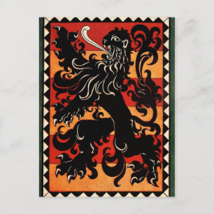 Cartão Postal Vintage Heraldic Lion (Bélgica)