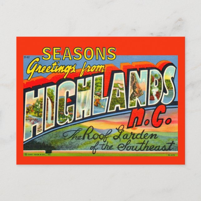 Cartão postal Vintage Highlands NC Holiday (Frente)