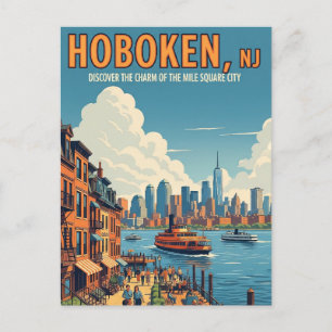 Cartão Postal Vintage Hoboken New Jersey Viagem