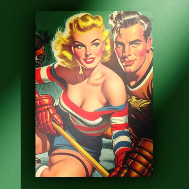 Cartão Postal Vintage Hockey Girl (Criador carregado)